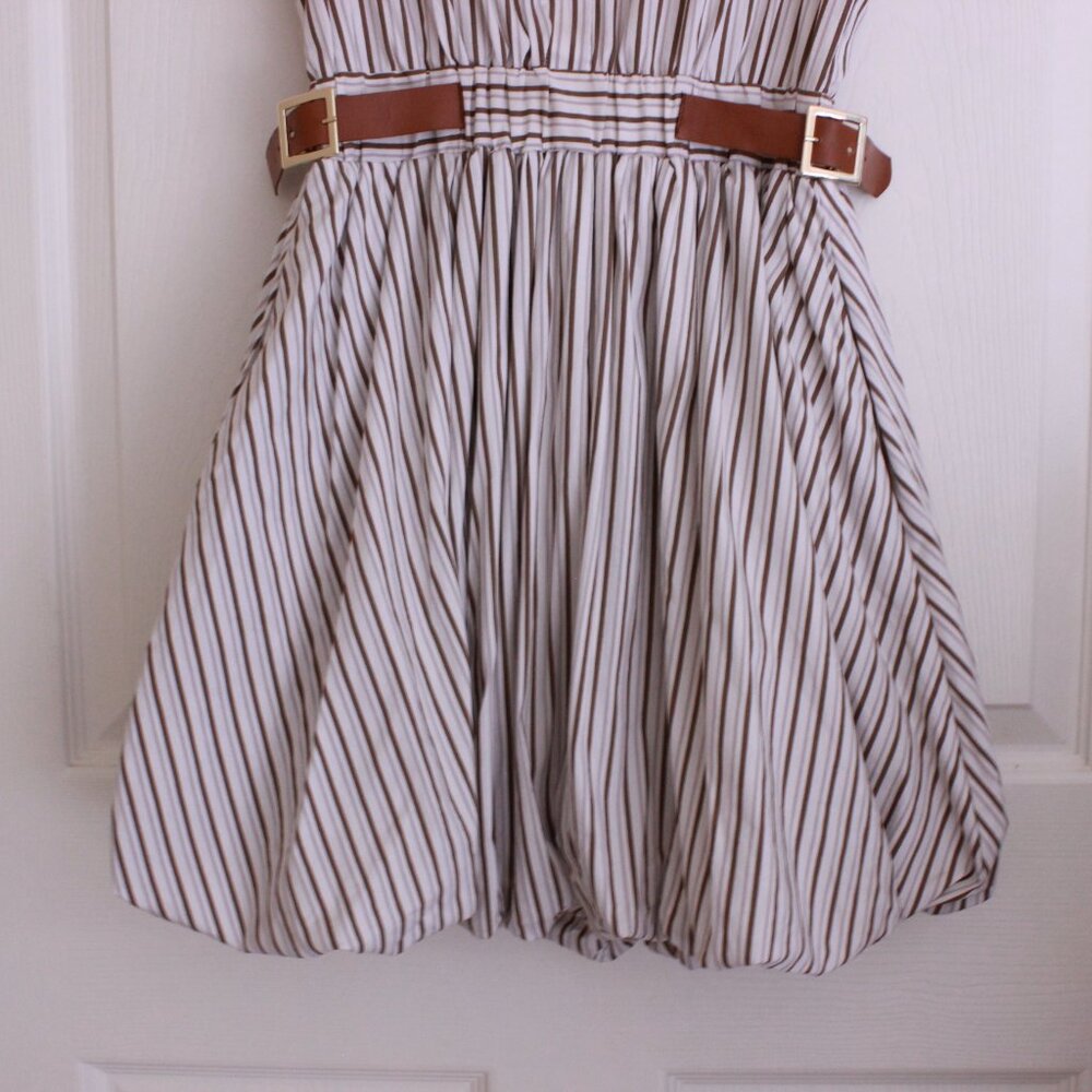 Anthropologie Maeve Belted Bubble-Hem Mini Stripe Shirt Dress - Picture 7 of 12